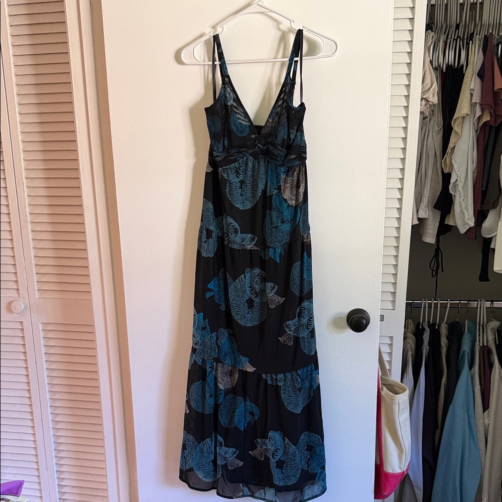 White House Black Market Black and Blue Maxi Dress
